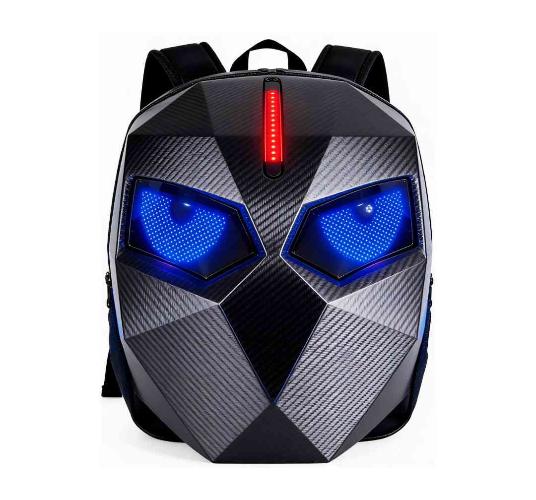 Morral Semi Impermeable LED Fibra de Carbono Gris - MTK501 + Power Bank